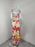 Plus Size Print Sling Backless Maxi Dress GHHE-29241