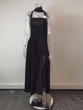 Plus Size Solid Color Split Tube Top Maxi Dress GHHE-29653