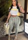 Print Short Sleeve T Shirt Tight Pants Suit GFCF-1219