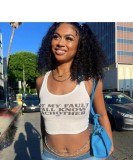 Letter Print Sleeveless Tank Tops GFCF-1099