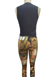 Vintage Oil Pained Two Piece Pants Set GFCF-1249