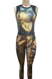 Vintage Oil Pained Two Piece Pants Set GFCF-1249