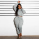 Patchwork Fleece-lined Hooded Sweatshirt Pants Two-Piece Set YNSF-2621