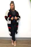 Plus Size Stripe Knits Long Coats QYXZ-9100