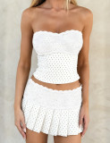 Lace Patchwork Wrap Chest Top Two Piece Skirts Set GOLB-SU4248