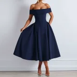 Plus Size One Shoulder Solid Color Maxi Dress GHHE-29261