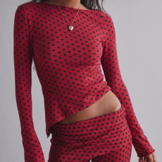 Long Sleeve Short Irregular Top Two Piece  Pants Set GOLB-SU4218