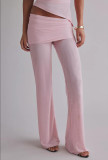 Long Sleeve Short Irregular Top Two Piece  Pants Set GOLB-SU4218