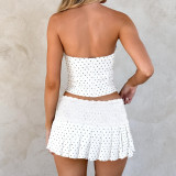 Lace Patchwork Wrap Chest Top Two Piece Skirts Set GOLB-SU4248