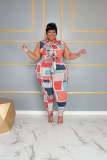 Plus Size Sleeveless Print Two Piece Pants Set QYXZ-9121