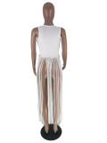 Plus Size Sleeveless Tassel Solid Color Tops YH-5047
