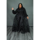 Plus Size Pearl Mesh Panel Maxi Dress QYXZ-99961