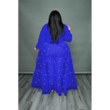 Plus Size Pearl Mesh Panel Maxi Dress QYXZ-99961