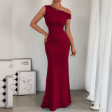 Slash Shoulder Sleeveless Maxi Dress YMYF-9545