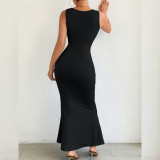 Sleeveless V Neck Slim Fishtail Dress YMYF-9552