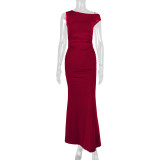Slash Shoulder Sleeveless Maxi Dress YMYF-9545