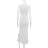 Sleeveless V Neck Slim Fishtail Dress YMYF-9552
