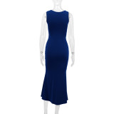 Sleeveless V Neck Slim Fishtail Dress YMYF-9552