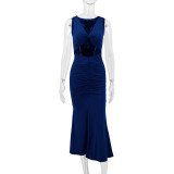 Sleeveless V Neck Slim Fishtail Dress YMYF-9552