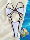 Color Block Backless One Piece Swimsuit CASF-6756