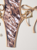 Sexy Print Tie Up Backless One Piece Swimsuit CASF-6808