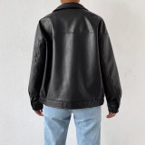 Long Sleeve Lapel Zipper Leather Jacket GPBY-CT16412