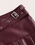 Sexy Pleated PU Leather MIni Skirt GPBY-SK765