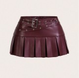 Sexy Pleated PU Leather MIni Skirt GPBY-SK765