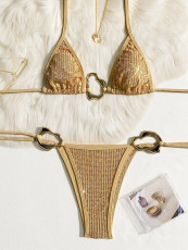 Sexy Sequin Tie Up Bikinis 2 Piece Swimsuit CASF-6807