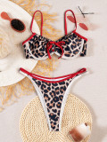 Leopard Color Block Bikinis 2 Piece Swimsuit CASF-6766