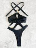 Sexy Print Cross Tie Up One Piece Swimsuit CASF-6732