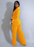 Color Block Tie Up Long Sleeve Jumpsuit SFY-2794