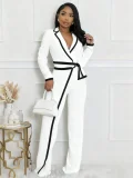 Color Block Tie Up Long Sleeve Jumpsuit SFY-2794