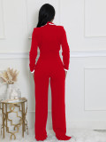 Color Block Tie Up Long Sleeve Jumpsuit SFY-2794