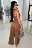 Solid Color Sling Tank Top Two Piece Pants Set GTYZ-7488