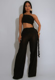 Sexy Solid Color Ruched Wide Leg Jumpsuit GTYZ-7559