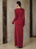 Long Sleeve Solid Color Slim Maxi Dress GZJF-10205