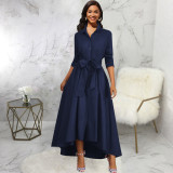Solid Color Long Sleeve Maxi Dress SMR-12134
