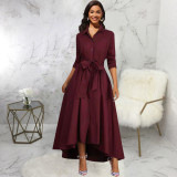 Solid Color Long Sleeve Maxi Dress SMR-12134