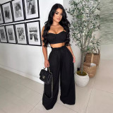 Solid Color Sling Tank Top Two Piece Pants Set GTYZ-7488
