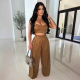 Solid Color Sling Tank Top Two Piece Pants Set GTYZ-7488