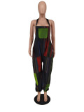 Plus Size Multicolor Print Loose Overalls Jumpsuit ZDF-31233