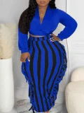Long Sleeve Tie Up Tassel Two Piece Pants Set ZDF-31302