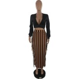 Long Sleeve Tie Up Tassel Two Piece Pants Set ZDF-31302