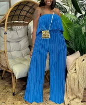Solid Color Wrap Chest Press Palted Pants Suit ZDF-31339