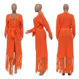 Solid Color Tassel Sweater Coats TR-1220