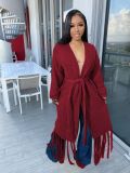 Solid Color Tassel Sweater Coats TR-1220