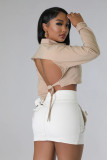 Plus Size Long Sleeve Short Blouses GHXF-HX0320