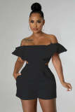 Plus Size One Shoulder Solid Color Romper GHXF-HX0206