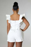 Plus Size One Shoulder Solid Color Romper GHXF-HX0206